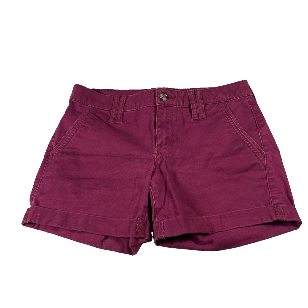Preppy Arizona Jean Co Women 3 Burgundy Cuffed Stretch Twill Chino Shorts